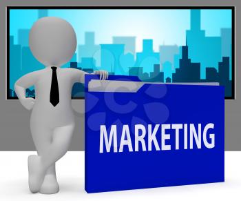 Marketing Folder Character Representing Sales Commerce 3d Rendering