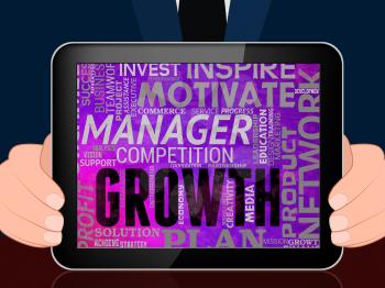 Growth Words Tablet Indicating Improvement Growing And Expansion 3d Illustration