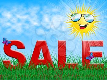 Sale And Smiling Sun Shows Summer Bargains 3d Illustration