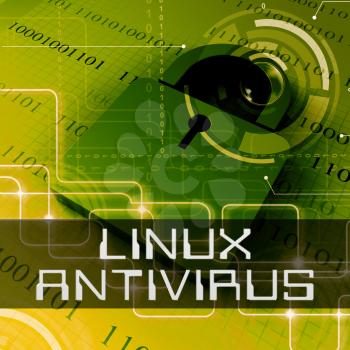 Linux Antivirus Data Padlock Shows Open Source Protection 3d Rendering