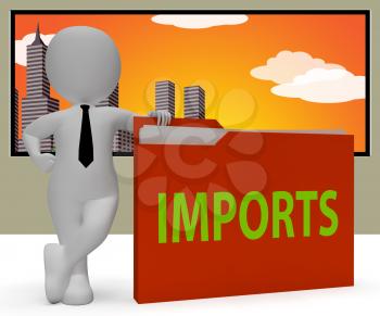 Imports Folder Character Representing Business Freight 3d Rendering