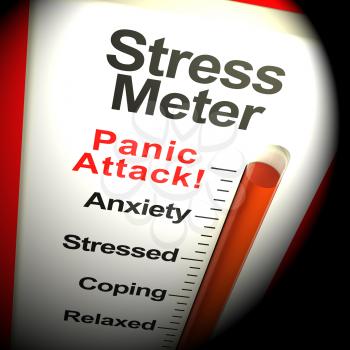 Stress Meter Thermometer Showing  Panic Attack From Stressing 3d Rendering