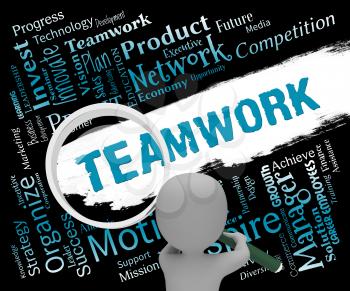 Teamwork Words Character Indicating Teams Networking And Cooperation 3d Rendering