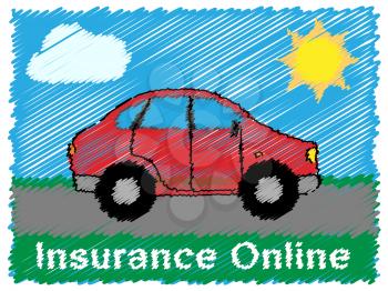 Insurance Online Road Sketch Means Car Policy 3d Illustration