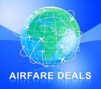 Airfare Deals Globe Means Airplane Promotion 3d Illustration