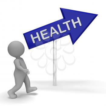 Health Arrow Sign Shows Healthcare Wellbeing 3d Rendering