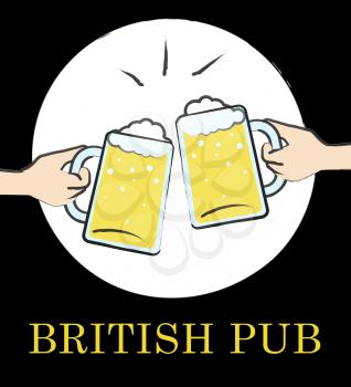 British Pub Beer Glasses Means English Tavern Or Bar