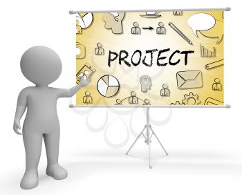 Project Icons Sign Representing Task Plan Or Programme 3d Rendering