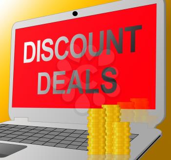 Discount Deals Online Laptop Message Means Web Discounts 3d Illustration