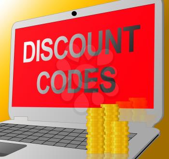 Discount Codes Laptop Message Shows Promo Or Voucher Code 3d Illustration