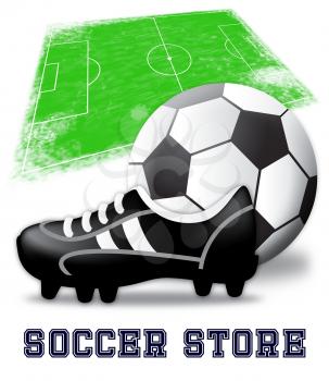Soccer Store Boots And Ball Shows Football Shop 3d Illustration