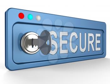 Secure Lock And Key Shows Internet Encryption 3d Illustration