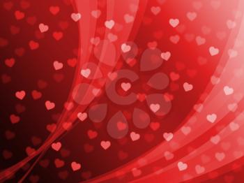 Red Heart Background Showing Valentine Day And Affection