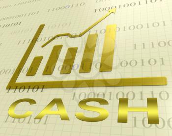 Cash Graph Increasing Means Wealth Prosperity 3d Rendering