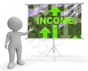 Income Graph Character Showing Incomes Revenue And Salaries 3d Illustration