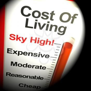 Cost Of Living Expenses Sky High Monitor Thermometer 3d Rendering