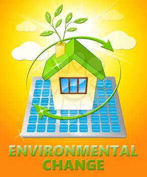 Environmental Change House Displays Ecology Effect 3d Illustration