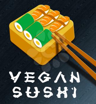 Vegan Sushi Assortment Showing Japan Cuisine 3d Illustration