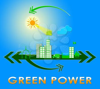 Green Power Town Showing Eco Energy 3d Rendering