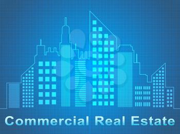 Commercial Real Estate Skyscrapers Represents Offices Sale 3d Illustration