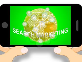 Search Marketing Mobile Phone Showing Seo Engines 3d Illustration