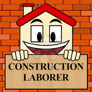 Construction Laborer Showing Building Worker 3d Illustration