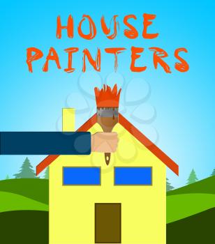 House Painters Paintbrush Means Home Painting 3d Illustration
