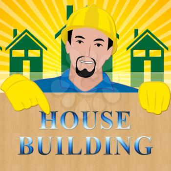 House Building Shows Home Construction 3d Illustration