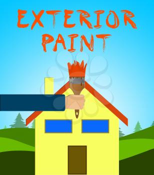 Exterior Paint Paintbrush Means Outside Painting 3d Illustration