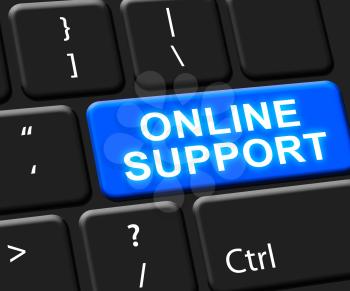 Online Support Key Showing Assistance 3d Illustration