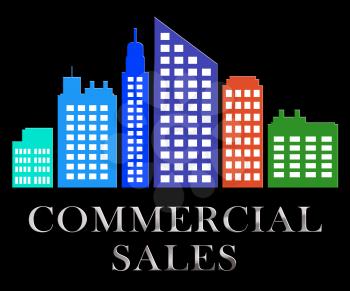 Commercial Sales Skyscrapers Describes Real Estate Sale 3d Illustration