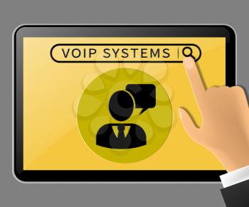 Voip Systems Tablet Representing Internet Voice 3d Illustration