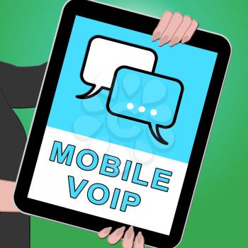 Mobile Voip Key Shows Broadband Telephony 3d Illustration