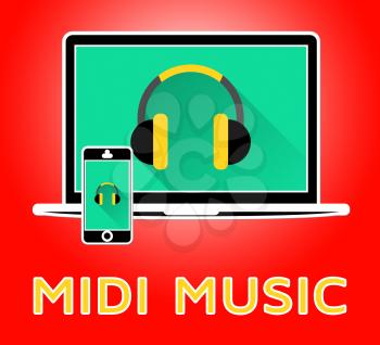 Midi Music Laptop Shows Electronic Synthesizer 3d Illustration