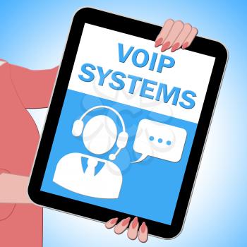 Voip Systems Tablet Showing Internet Voice 3d Illustration