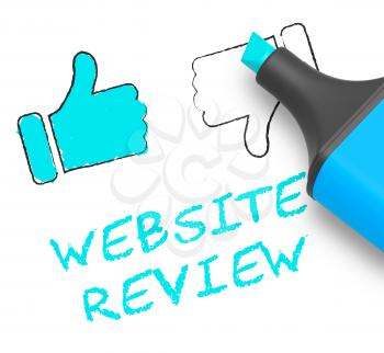 Website Review Thumbs Up Displays Site Performance 3d Illustration