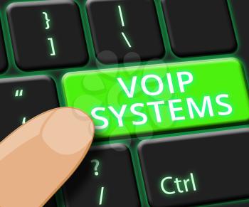 Voip Systems Key Showing Internet Voice 3d Illustration
