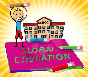Global Education Paper Displays World Learning 3d Illustration