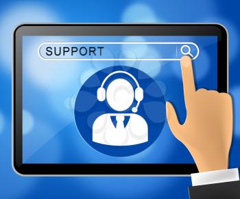 Support Tablet Representing Online Assistance 3d ILlustration