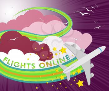 Flights Online Plane Means Web Flight 3d Illustration