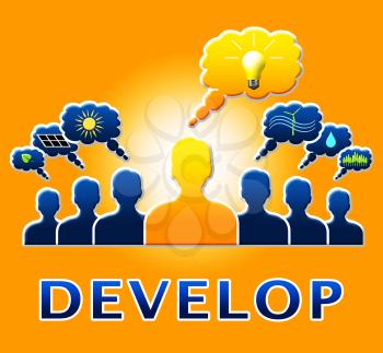 Develop People Bulb Meaning Growth Progress 3d Illustration