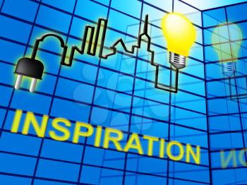 Inspiration Word Indicates Inspire Action And Motivate 3d Illustration