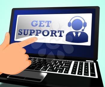 Get Support Laptop Showing Online Assistance 3d Illustration