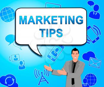 Marketing Tips Icons Showing EMarketing Advice 3d Illustration