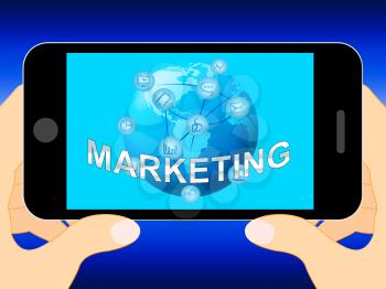 Online Marketing Mobile Phone Shows Market Promotions 3d Illustration