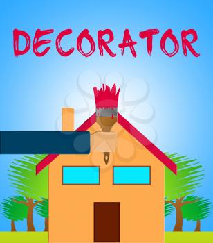 Home Decorator Paintbrush Means House Painting 3d Illustration