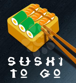 Sushi To Go Assortment Showing Japan Cuisine 3d Illustration