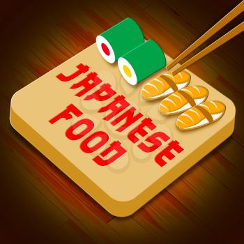 Japanese Food Sushi Means Japan Cuisine 3d Illustration
