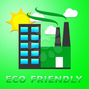 Eco Friendly Factory Represents Earth Nature 3d Illustration