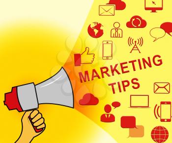 Marketing Tips Icons Representing EMarketing Advice 3d Illustration